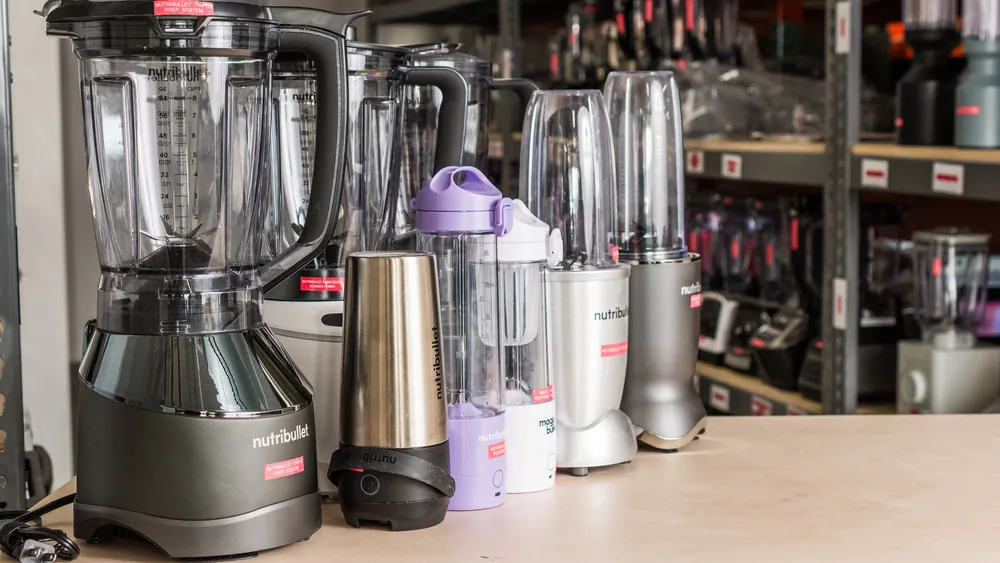 Blender cup showing fill line beside motor base