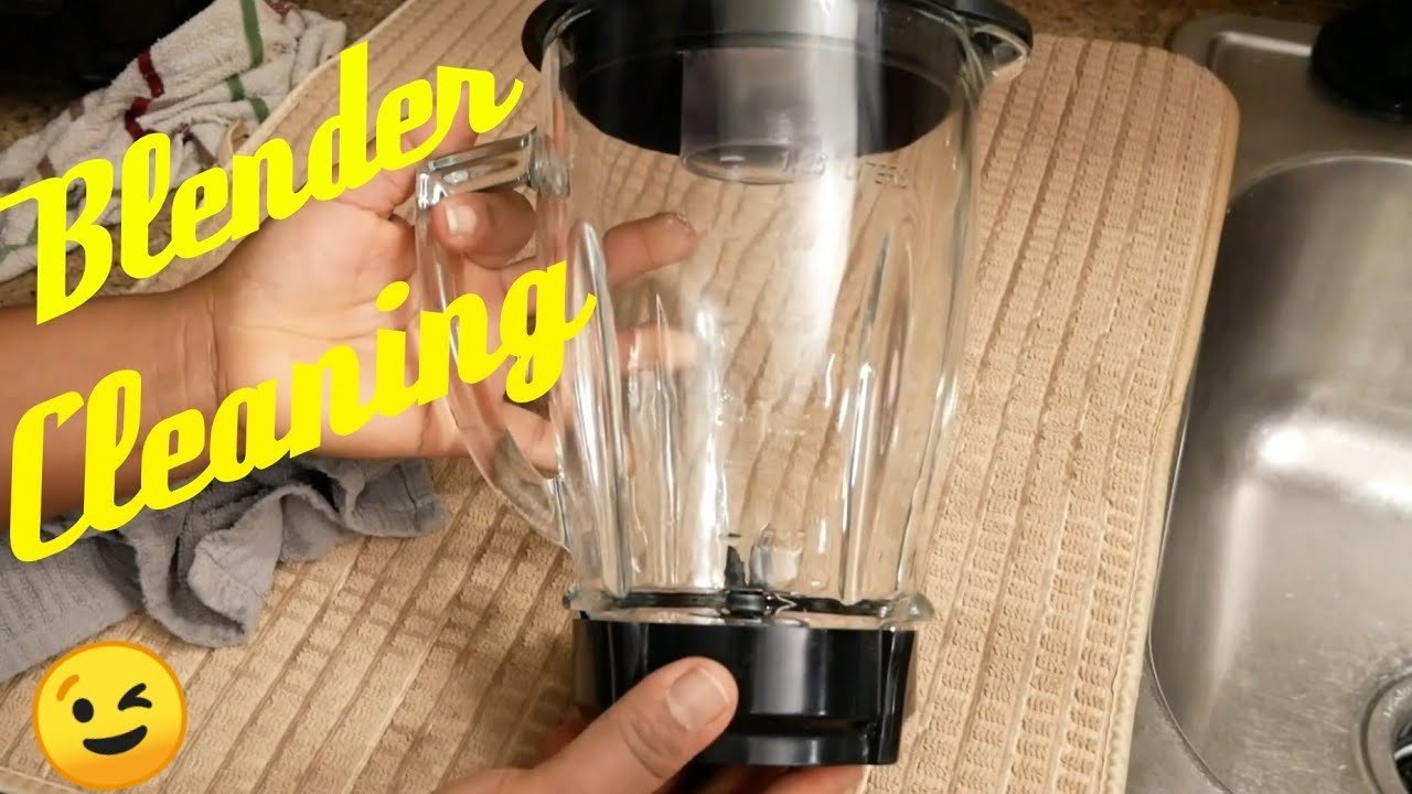 Clean Oster blender on a kitchen counter ready for washing