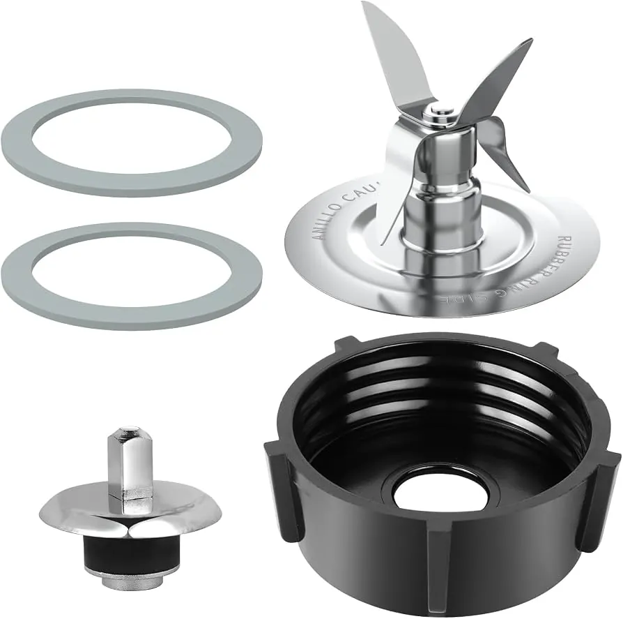 Cracked blender jar base beside a replacement coupling ring