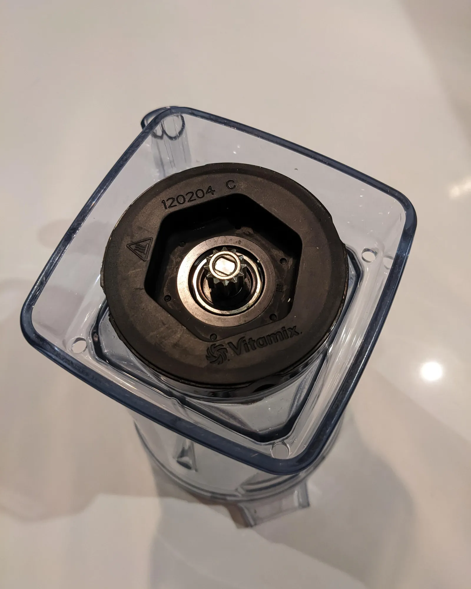 Damaged Vitamix blender motor base indicating safety hazards.