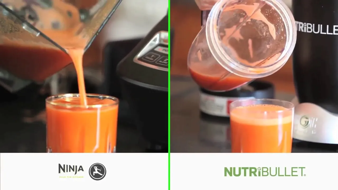 Hands adding chopped carrot cubes to a blender cup with water