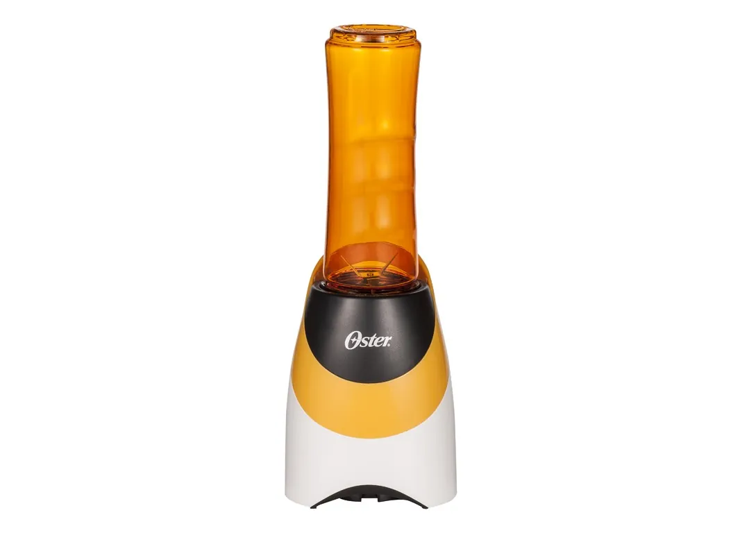Hands unplugging Oster blender from wall outlet on kitchen counter