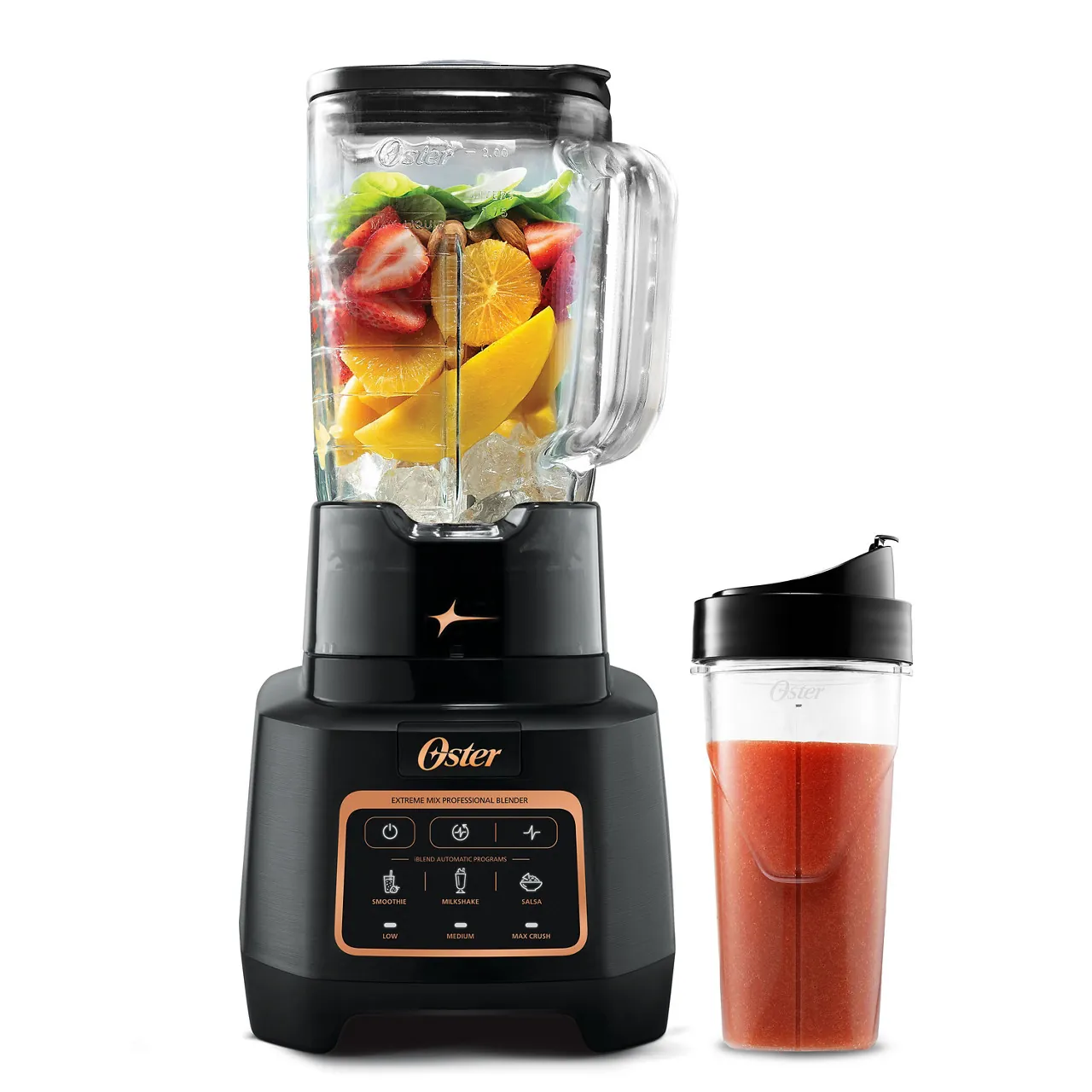 High-wattage blender beside an older small blender on a kitchen counter