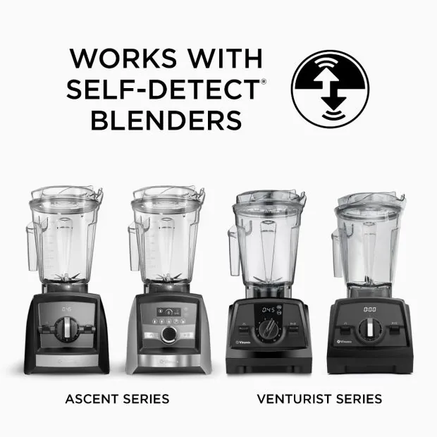 A large 64-ounce blender container next to a small blending cup to show size capacity.