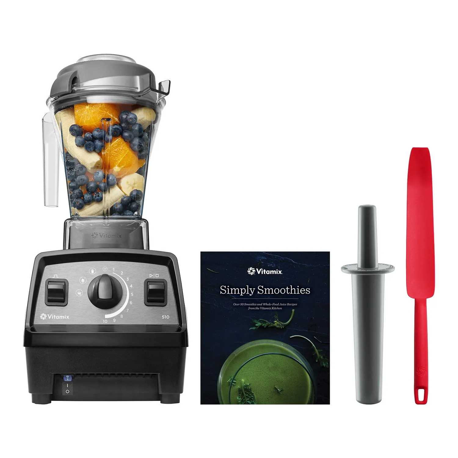 Misaligned blender jar and travel adapter on a kitchen counter