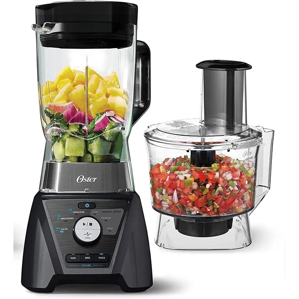 Newly unboxed Oster smoothie blender with manual and fruit