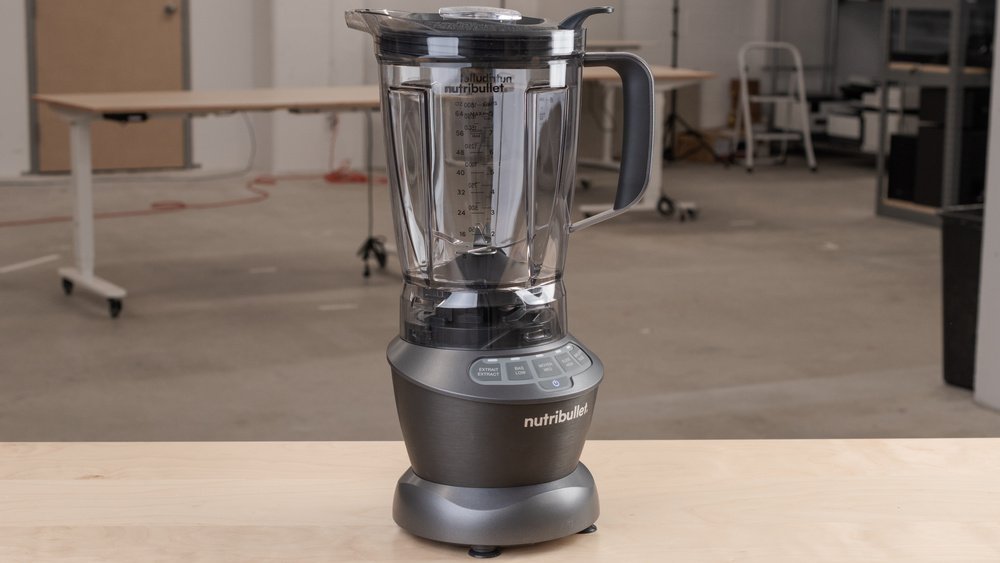 Nutribullet blender combo with pitcher and cup on kitchen counter