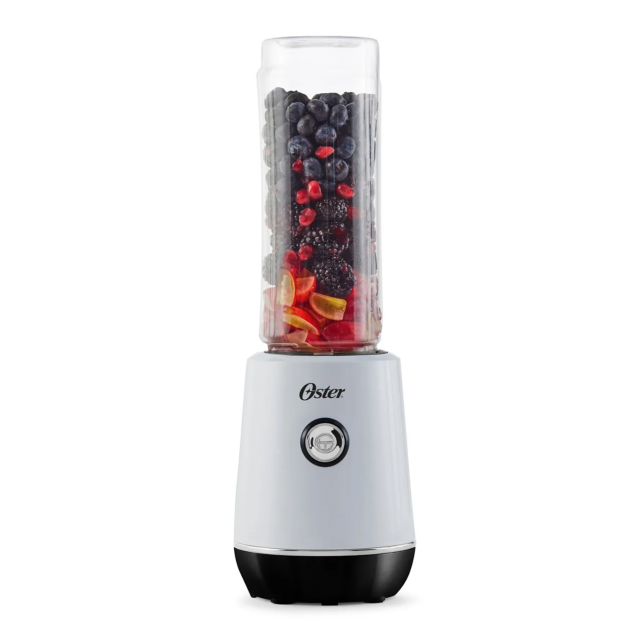Personal blender beside a full-size blender and food processor on a counter