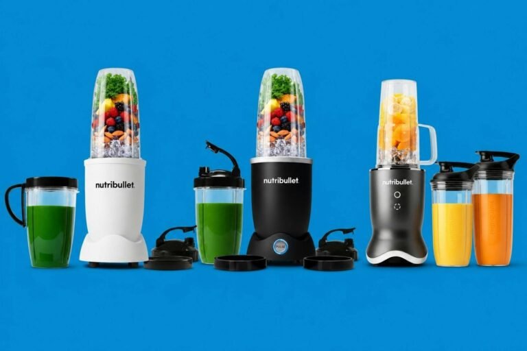 Personal blender and kitchen blender side by side on a counter