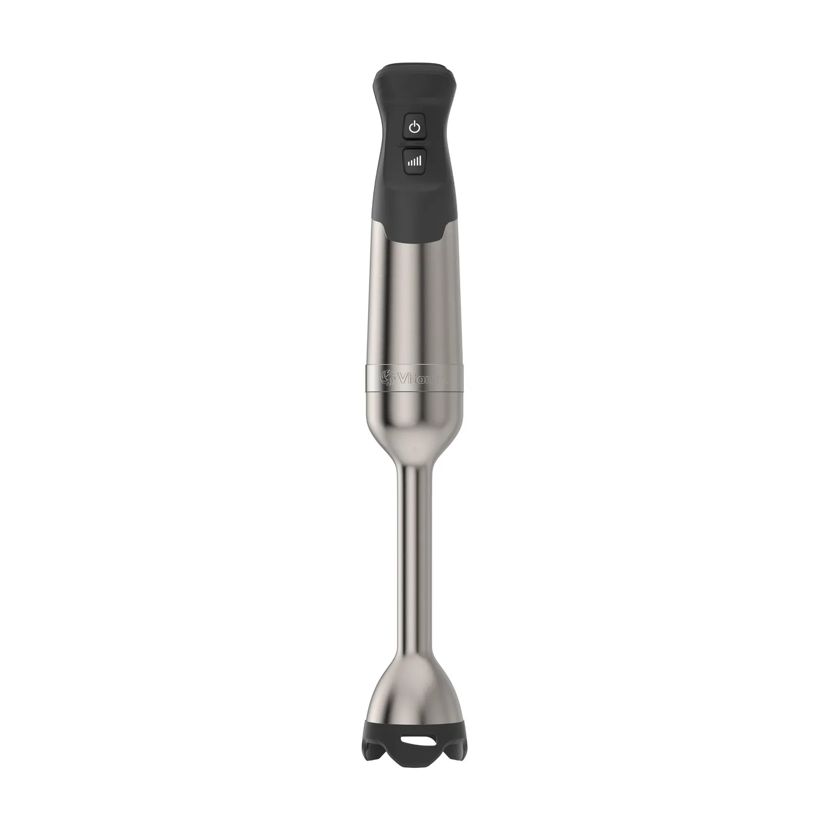 A powerful countertop blender filled with a green smoothie on a bright kitchen island.