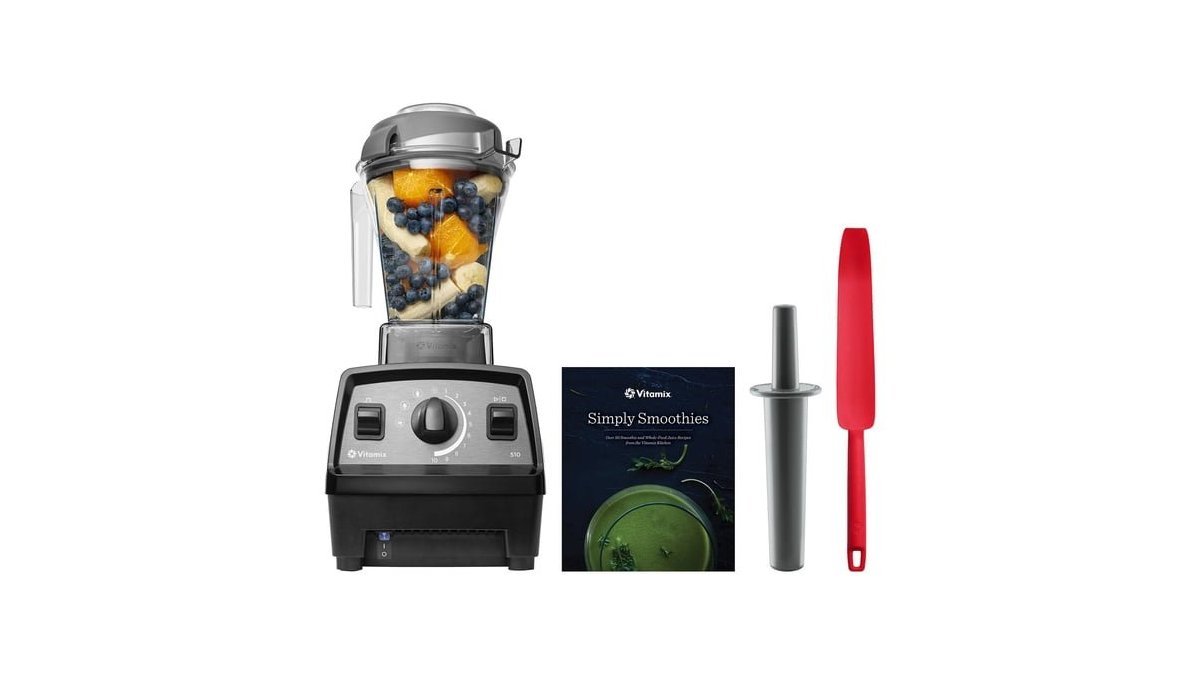 Tall Vitamix 5200 blender with clear container on a kitchen counter