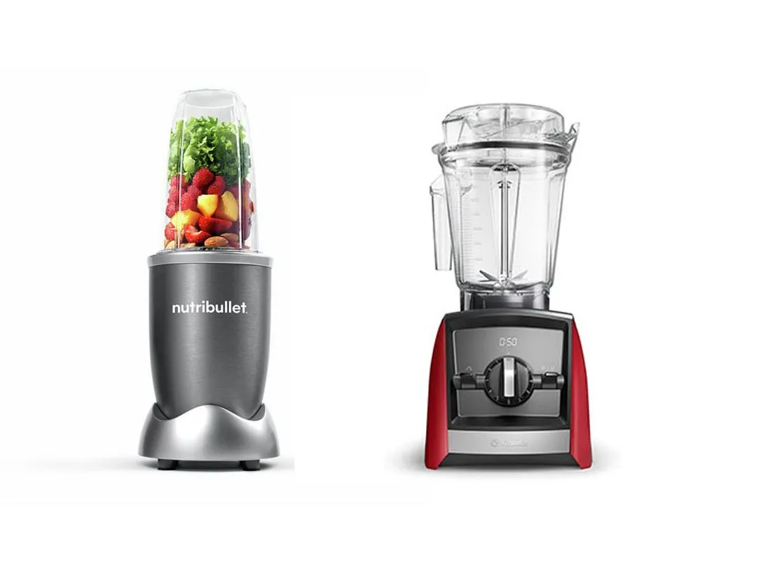 Two Vitamix blender models compared side by side to show design differences.