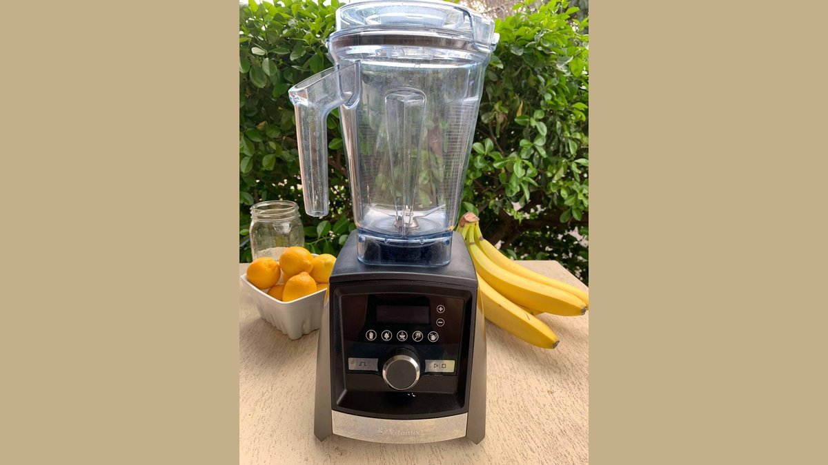 The Vitamix A3500 blender displayed prominently on a modern kitchen countertop.