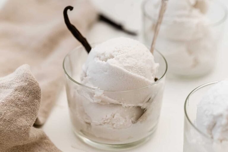 Vitamix blender making homemade vanilla ice cream in bright kitchen