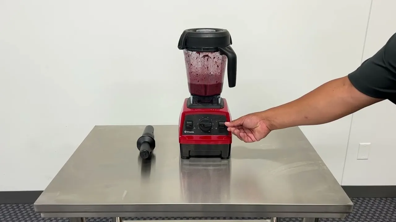 Vitamix low-profile container with oats and almond milk showing insufficient volume to create a vortex.